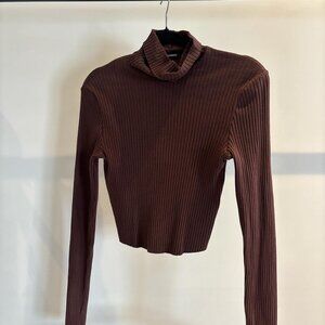 Brown Zara Turtleneck Crop Top